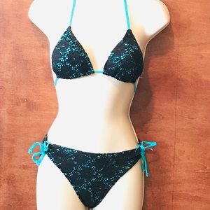 California Waves Black Lace and Turquoise Bikini